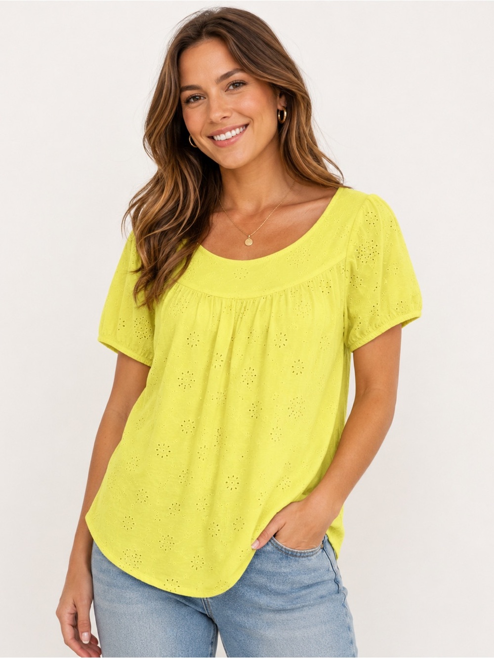 Yellow Eyelet Blouse by Vanessa Virginia by Anthropologie